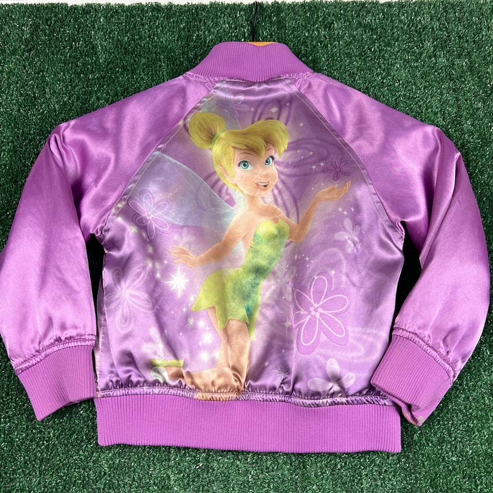 Vintage Disney Store Tinkerbell Satin Character Jacket Youth Girls Size 4 90s